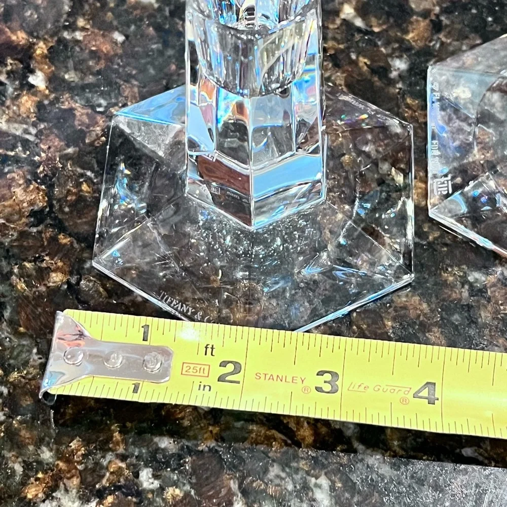 Vintage Tiffany & Co Frank Lloyd Wright Foundation 1986 Crystal Candlesticks